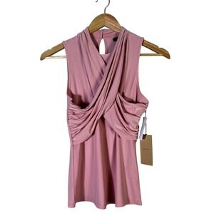 Halogen Womens Pink Mock Neck Ruched Draped Sleeveless Top XS Nordstrom